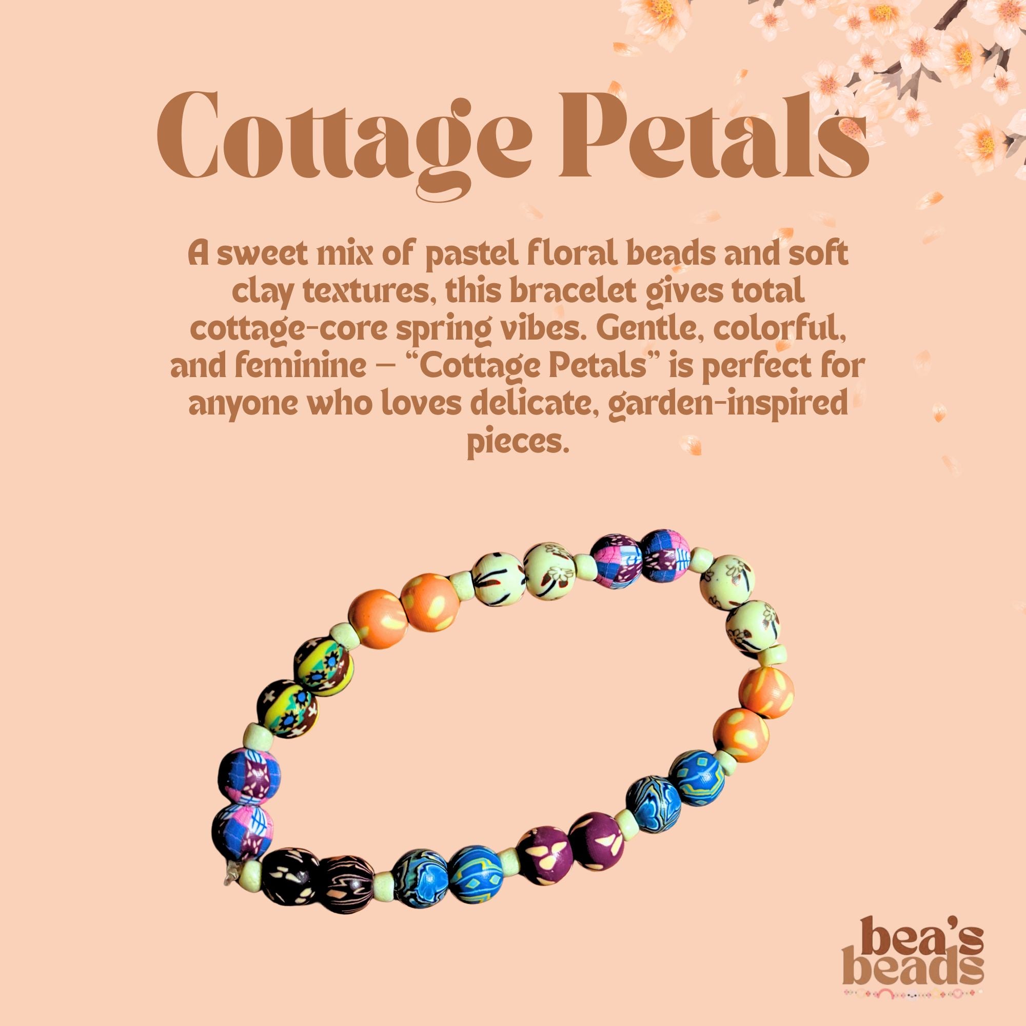 Cottage Petals Bracelet – Pastel Floral Cottagecore Jewelry | Bea’s Beads