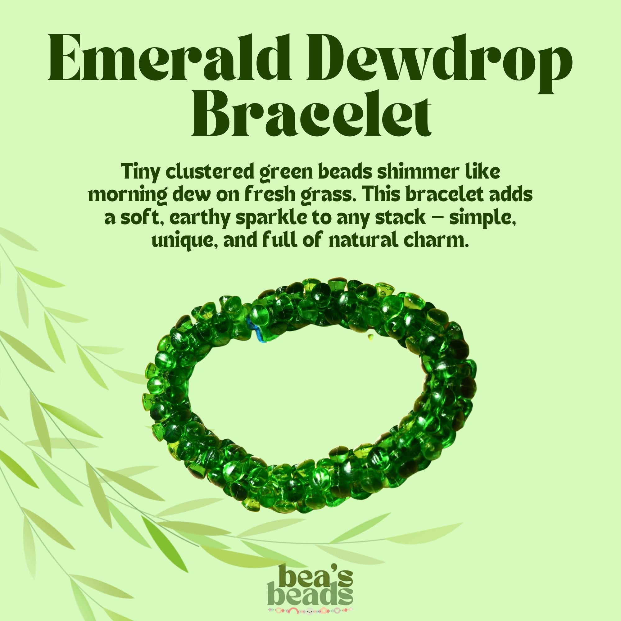 Emerald Dewdrop Bracelet – Green Glass Cluster Bracelet | Bea’s Beads