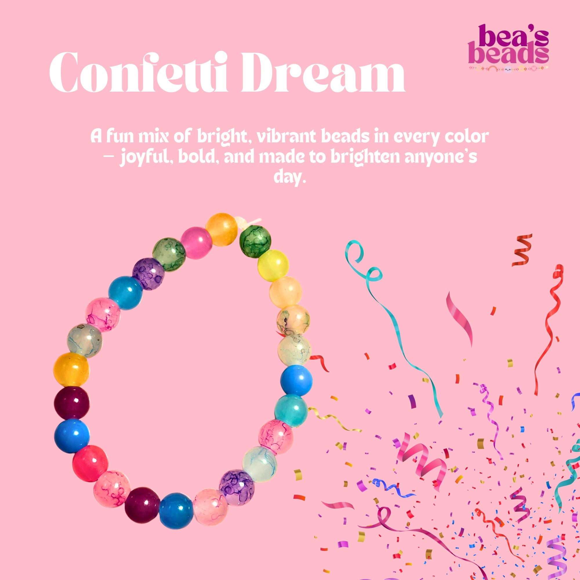 Confetti Dream Bracelet – Rainbow Marble Bead Bracelet | Bea’s Beads